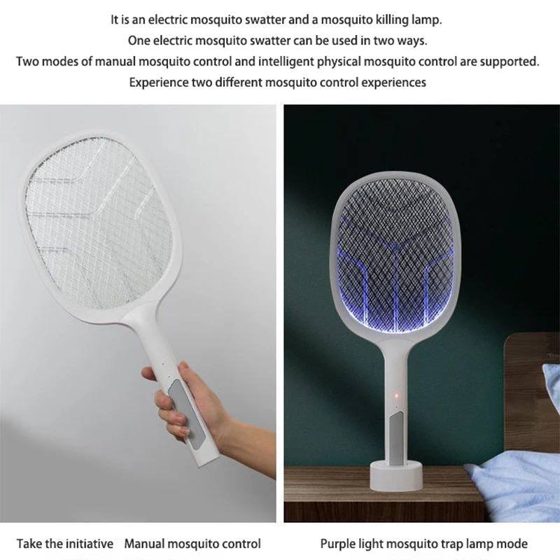 Electric Mosquito Swatter Rechargeable New Two In One Household Safety Super Mosquito Killing Lamp Lithium Battery