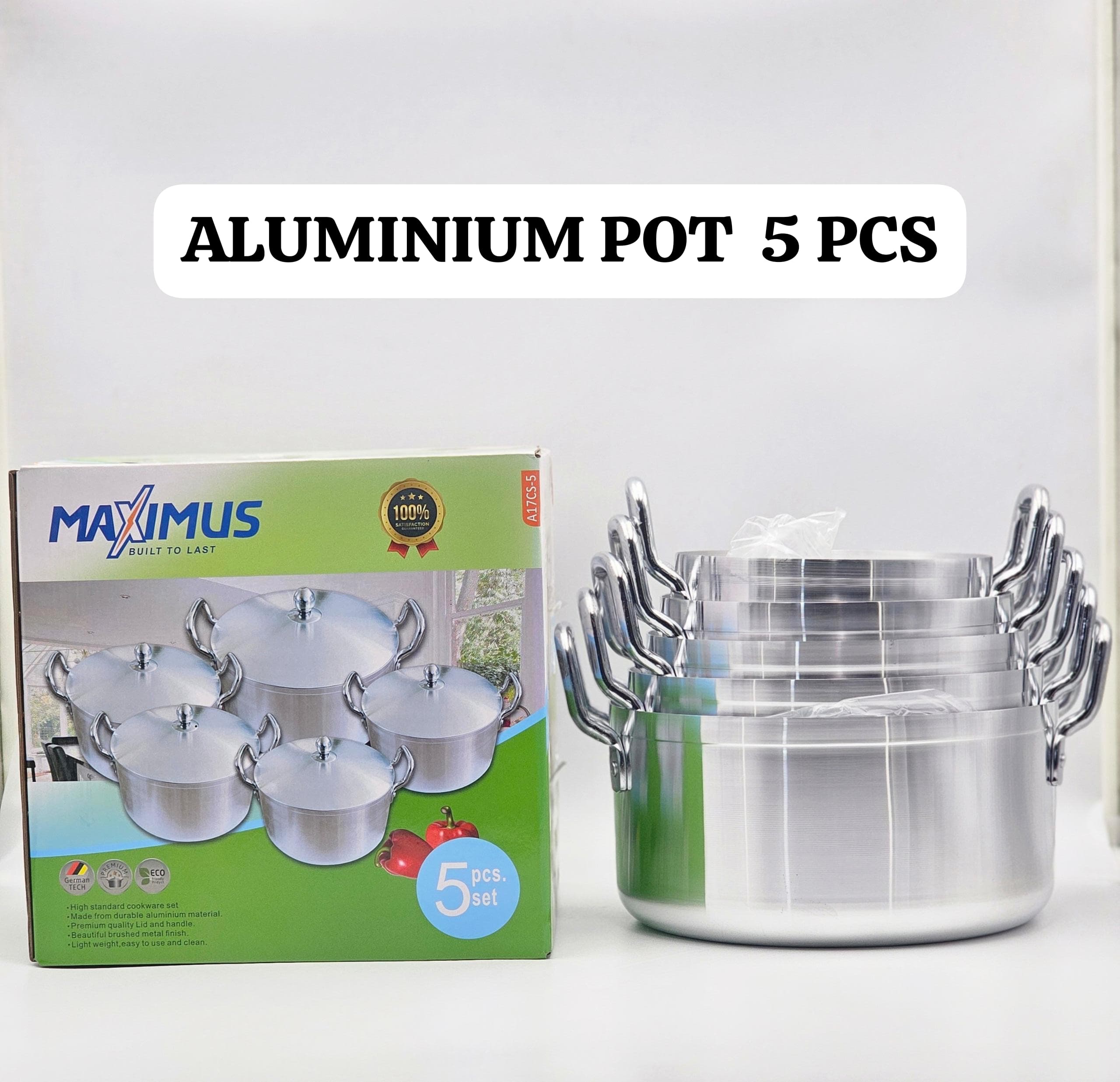 5pcs Aluminum pot set 20cm,22cm,24cm,26cm,28vm