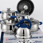 12PCS ZEPITER HIGH QUALITY STAINLESS COOKWARE SET WITH KETTLE