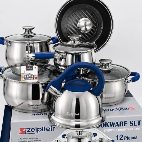 12PCS ZEPITER HIGH QUALITY STAINLESS COOKWARE SET WITH KETTLE