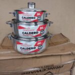 3set Caldero Aluminum polish round pot with lid cover