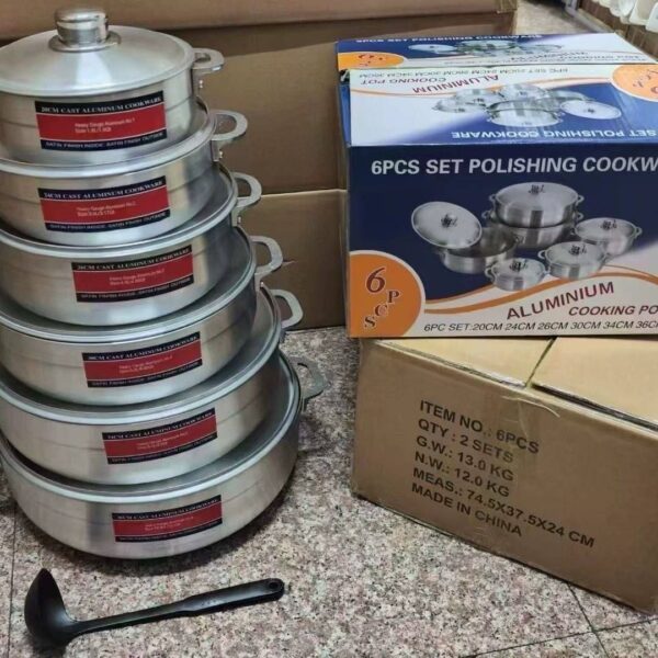 6Pcs Polished Aluminium Cookware
