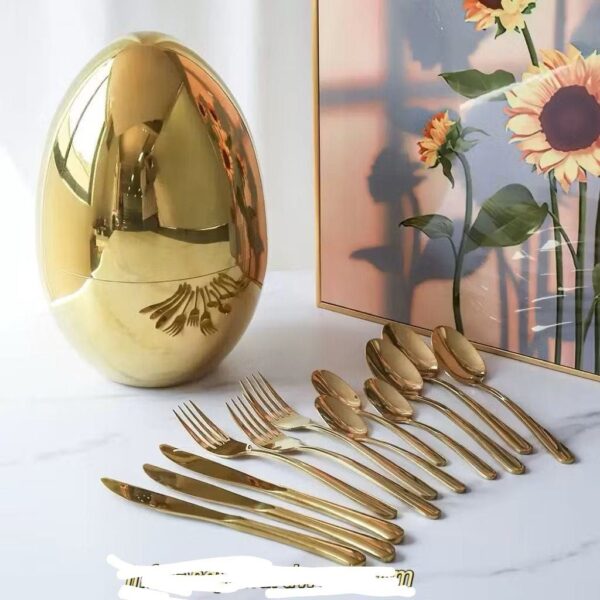 24pcs Gold Egg -Shaped Quality Cutlery Set