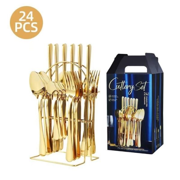 24Pcs Gold Cutlery Set